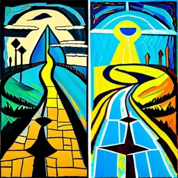 two roads diverged , art, bright, picasso, masterpiece