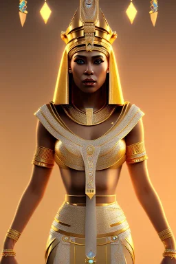 Beautiful pharaonic queen, pharaonic dress, clear features, too many details, 4k, 8k, portrait, 3d, fantasy