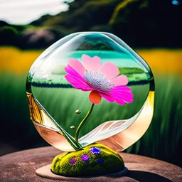 Surreal Waiizii Flower under a glass sculpture unbrella, Art by Joshy Sly,