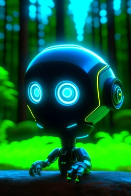 cute tron neon robot head with monocle, adorable cute chat robot with short punk hair and real human reflective eyes, tron forest world, its such a perfect day, motion blur, smoke, 8k, downlight, soft light, depth of field, photorealism, trending on art station, lotsa detail