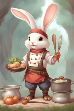 Cute bunny adventurer cook dnd art realism