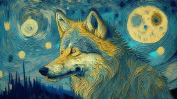 a wolf in van gogh style