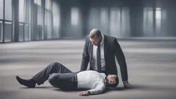 صوره لشخص يضهر الكئابه عليه وهو يضر الا الارض ولابس بدلي رسميه