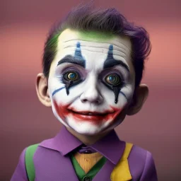 Joker toddler, robot, full body, tokio background, dramatic lighting, hyper realistic, 8k