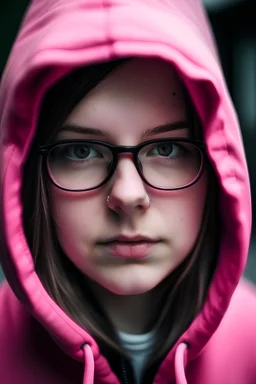 Gambar gadis berkerudung pink berkacamata