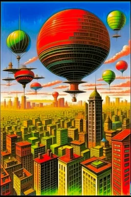 popular mechanics magazine cover, a painting of a city in the sky.