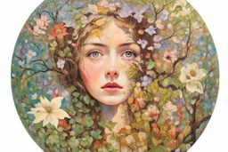 The faces you see in a spring forest... Modifiers: ethereal acrylic art abstract surreal Arthur Rackham Art Nouveau celestial Didier Lourenço Catrin Welz-Stein warm light fractured debeh