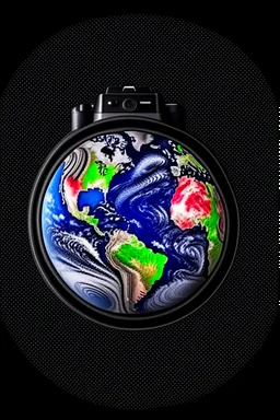 camera on the background of the earth