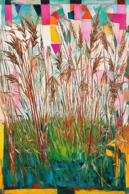 And porn speaks to it's splintered legions To the pink amid the withered cornstalks in them winter regions; a painting with an admixture of Paul Klee and Hundertwasser