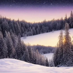 winter landscape, crystal, stars, dreamy