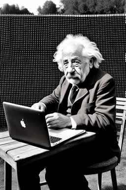 albert einstein in with laptop