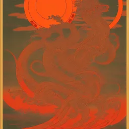  Ukiyo-e style, red sun