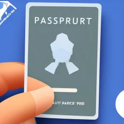 full view of a low-polygon, flattened vector image, passport card with photo of person, in a blue color palette, transparent background.