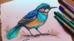 a bird drawing made with alcohol markers