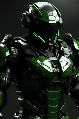 Green and black futuristic armour