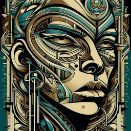 style by Obey Giant, abstract surreal illustration. EX-MACHINA,