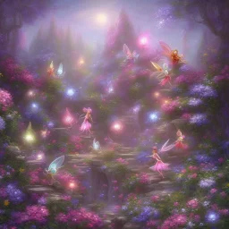 bright fairies in a flowery landscape