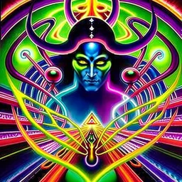 Nexus of the Subterranean Realms, Visionary art, Psychedelic and vibrant tones, with a mix of intense and neon colors, A convergence point of different subterranean realms, with symbolic and spiritual representations, Transcendental and spiritual ambient, art style by Alex Grey