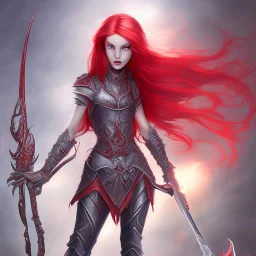 fairy with red hair and armor fights bulimia