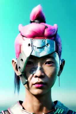 portrait, Asian cyborg woman, samurai warrior :: symmetry photography, cyberpunk style, pink hair, wires conveying, perfect eyes, samurai helmet, tiger mask, black samurai army, katana, japanese traditional ornaments, pink, white, black, glow eyes, cinematic, Ultra realistic, dark scene, soft color, highly detailed, unreal engine 5, RTX, ultra detail, 3d, finely drawn, high definition.