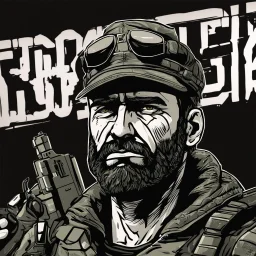 captain price in the style of cyber punk