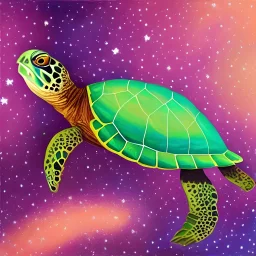 Oil painting style turtle and universe