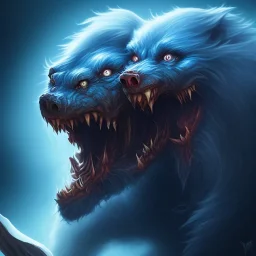 horror werewolf blue background
