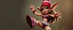 gremlin gnome cheerleader doing her thing full body portrait