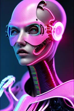 cyberpunk, pink latex body, women, body portrai, highlight eyes perfect, skin, tron, cyborg, perfekt sexy, real, dream, hr giger