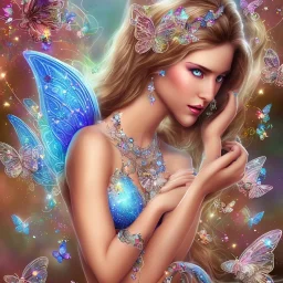  beautiful princess fairy with sparkle jewel bikini and butterflies in hair