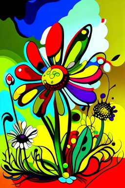 flower, Neo - expressionism, Pixar style, in abstract art Basquiat, Picasso, Miro, Kandinsky, Klee, Birell, Fairey, Ardon, Buffet and Picasso style, HD --s 750 --v 5.1 --style raw