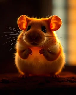 Glowing realistic cute hamster, Silhouette, 8k, highly detailed,