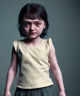 Arya stark toddler, full body, soft skin, dramatic lighting, hyper realistic