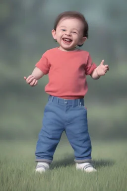 George costanza toddler, smile, full body, bokeh, hyper realistic