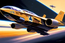 drawing of a space-plane in the style of top gun ralph mcquarrie ron cobb