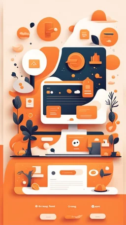 illustrations with a simple art style that show home page for spot use orange color and minimal