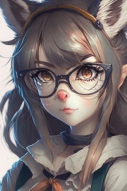 anime racoon girl with glasses