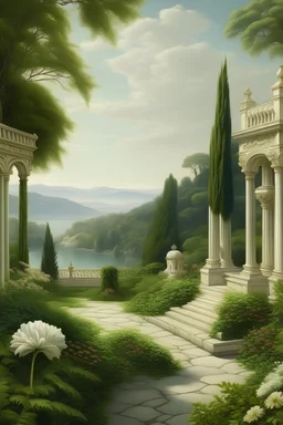 Realistic elegantism neoclassical landscape.