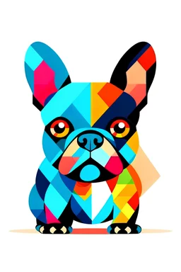 a playful design combining a cartoon style french bulldog with digital elements like pixels or icons representing images, videos and articles. the app name BILLBB can be integrated with the design or below simple one