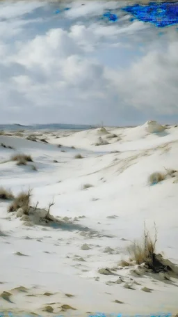 A white desert with spewing sand painted by Gustave Courbet