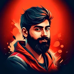 create a gaming profile picture, I am a handsome Indian guy with a stubble beard, it should look cool and a realistic human face