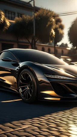 Standing beside him is a sleek and stylish supercar, its polished exterior gleaming in the sunlight. The car represents not just luxury but also the rewards of hard work and determination.