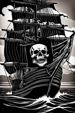 Jolly Roger on a pirate ship