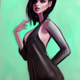 Full body portrait, painting, medium shot lady Style of IMVU