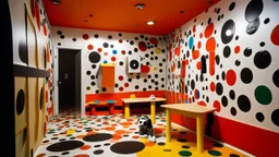 Toyism, An empty room with a dog and holes in the walls