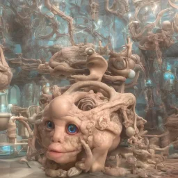 3D render of a sci-fi baroque concept design of anatomically correct brain device with terrarium, steampunk, intricate details, scientific, hyper detailed, photorealistic