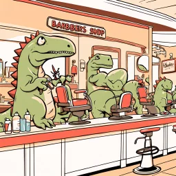 Barber shop for dinosaurs.