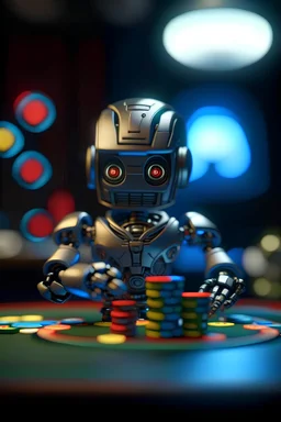 portrait cute chatbot ninja wins in poker, photo-realistic, shot on Hasselblad h6d-400c, zeiss prime lens, bokeh like f/0.8, tilt-shift lens 8k, high detail, smooth render, down-light, unreal engine 5, cinema 4d, HDR