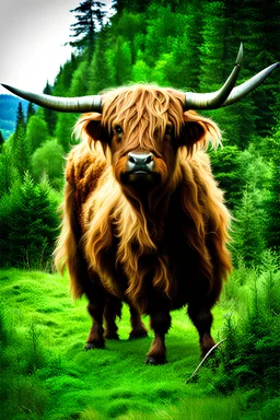 Godzilla / highland cow hybrid creature