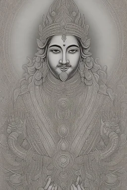 Hinduism, modern realistic cartoon drawing, grayscale, adult coloring pages, Hindu god Brahma, male god, wisdom, transformation, lined drawing, coloring page, 300 dpi, high quality print, painted portrait, full body, white hair , masculine, mature, handsome, upper body, muscular, hairy torso, fantasy, intricate, elegant, highly detailed, digital painting, artstation, concept art, smooth, sharp focus, illustration, 8K, HDR, masterpiece, pastel quad Color, 3D vector art, cute and quirky, fantasy